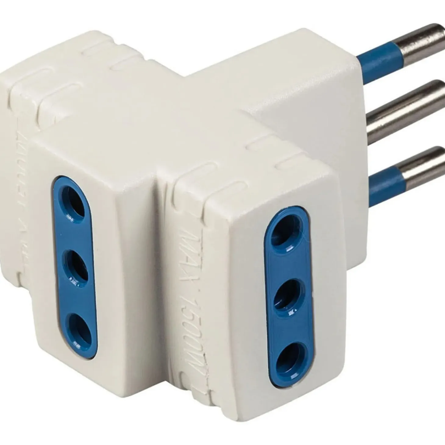 Adattatore multiplo spina 10 A 2P+T e 3 prese 10 A 2P+T colore bianco
