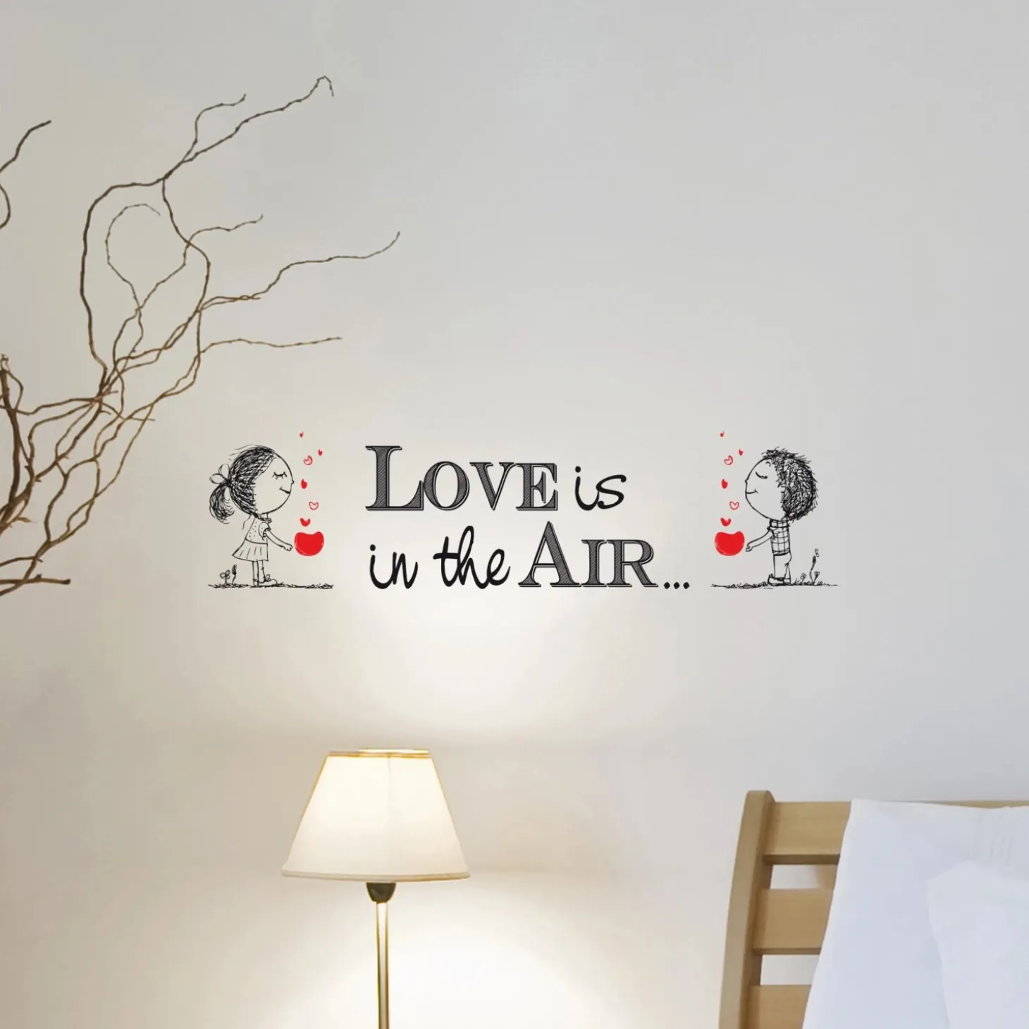 Adesivo da parete Love is 2 fogli 15x31 cm