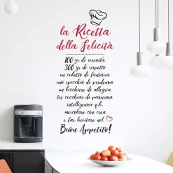Adesivo da parete Ricetta felicità 47x67 cm