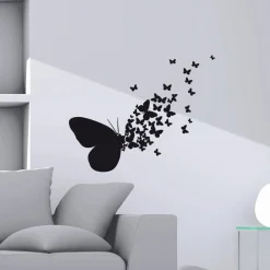 Adesivo decorativo per parete Butterfly Silhouette 2 fogli 31x31 cm