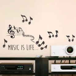 Adesivo decorativo per parete Music 2 fogli 15x31 cm