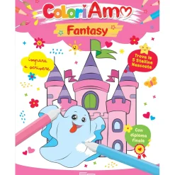 Album Coloriamo Fantasy 32 pagine con elementi nascosti e diploma