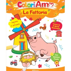 Album Coloriamo la Fattoria 32 pagine per bambini con diploma