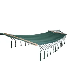 Amaca in cotone e poliestere con barre in legno e frange 200x80 cm