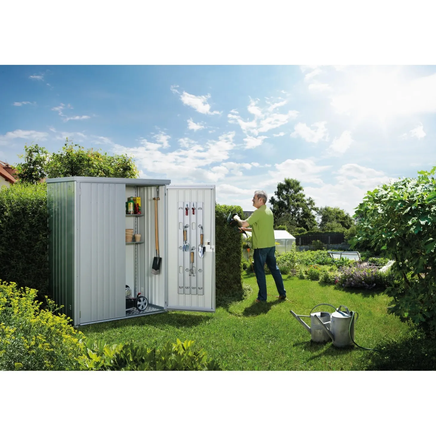 Armadio da esterno Biohort 155x83 cm argento metallizzato