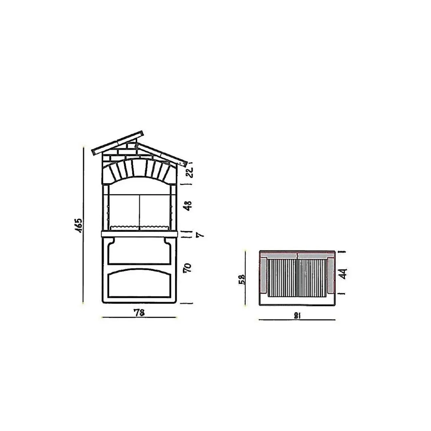 Barbecue a carbonella e legna Vasto Maxi H 180 x L 113 x P 66 cm