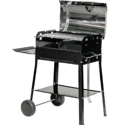 Barbecue a carbonella Garda nero con ripiano laterale e coperchio