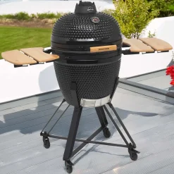 Barbecue a carbonella Jamestown Marwin L nero con ripiani laterali