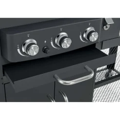 Barbecue a gas e carbonella Jamestown Drake nero con affumicatore