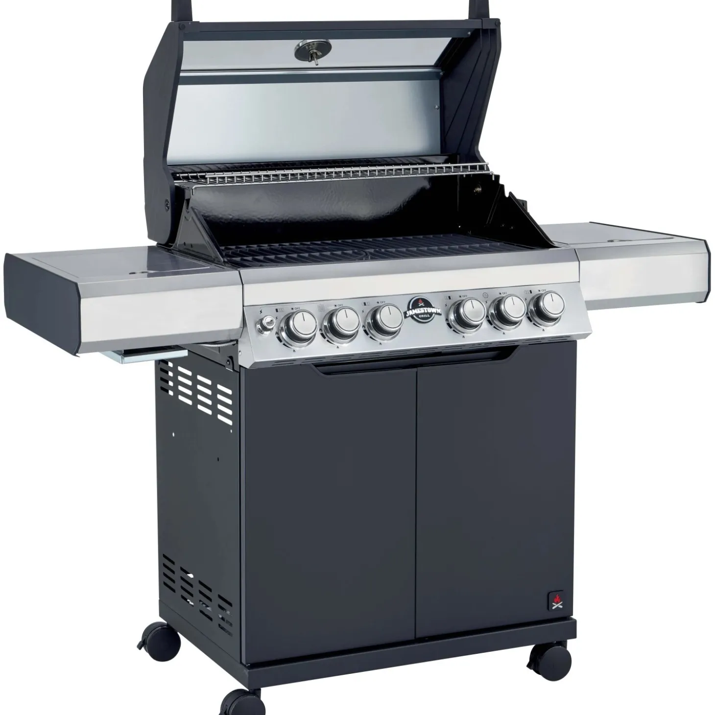 Barbecue a gas Jamestown Knox 4 bruciatori nero e argento 20,5kW
