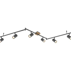 Barra LED 6 faretti Robby metallo grafite ed effetto legno escl. GU10 35 W 230 V