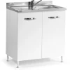Base cucina sottolavello 2 ante 80 cm bianco frassinato