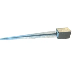 Base per palo quadrata zincata da ancorare 100x100x900 mm