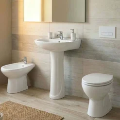 Bidet a terra Lake in ceramica bianco