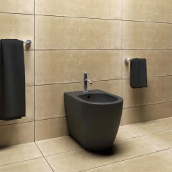 Bidet Arc filo muro a terra 54x36 cm nero opaco