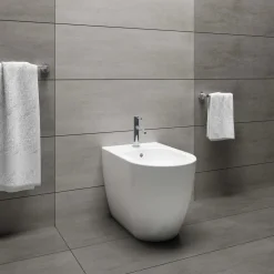 Bidet Arc filo muro a terra 54x36 cm bianco lucido