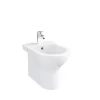 Bidet filo muro S20 Round a pavimento in ceramica bianca monoforo