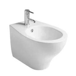 Bidet sospeso tondo in vetrochina bianco lucido 530x360x33 mm
