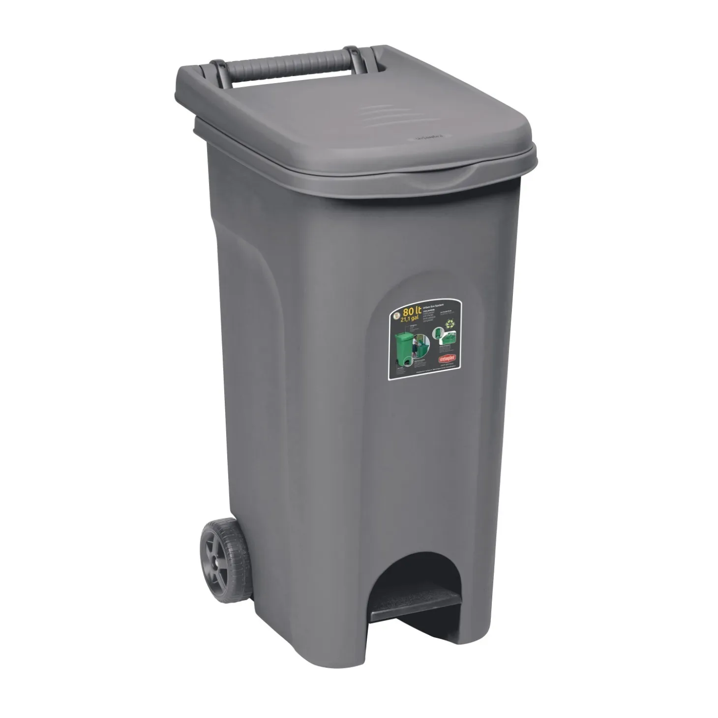 Bidone spazzatura con pedale Stefanplast Urban Eco System 80 l grigio