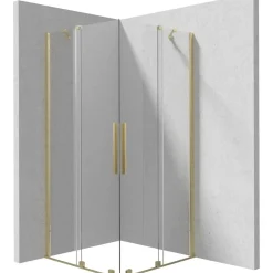 Cabina doccia quadrata Cabaiguán Idrostile 900x1950 mm oro spazzolato