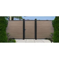 Cancello in WPC effetto legno Teck per pannello 90x180 cm legno