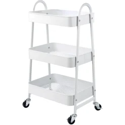 Carrello da cucina bianco con 3 vani portaoggetti