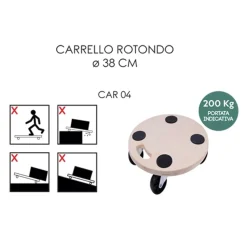 Carrello rotondo in compensato Ø 38 cm