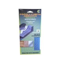 Carta abrasiva multiforati grana 60 115x280 mm attacca e stacca 5 pz