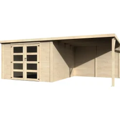 Casetta da giardino in legno Blockhaus Pireo sp 28 mm H204xL593xP333 cm