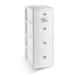 Cassettiera 4 cassetti Elegance Slim Stefanplast 30x40xH80 cm bianca