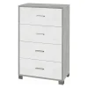 Cassettiera in kit 4 cassetti Sarmog 112x70x41 cm cemento/bianco