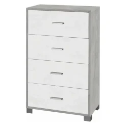 Cassettiera in kit 4 cassetti Sarmog 112x70x41 cm cemento/bianco