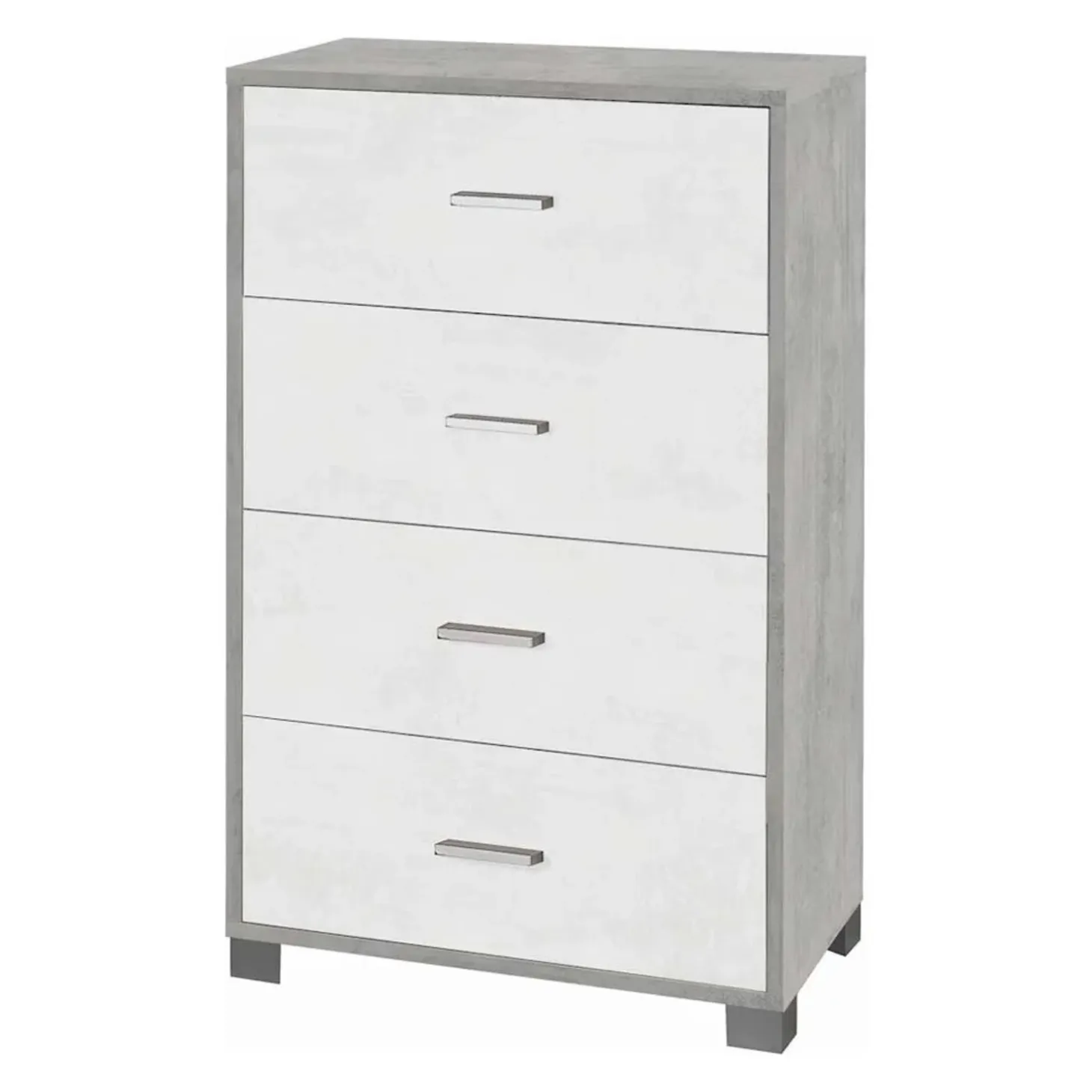 Cassettiera in kit 4 cassetti Sarmog 112x70x41 cm cemento/bianco