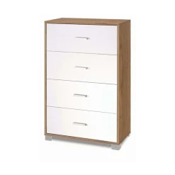 Cassettiera in kit 4 cassetti Sarmog 112x70x41 cm noce stelvio/bianco