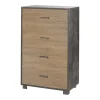 Cassettiera in kit 4 cassetti Sarmog 112x70x41 cm ossido nero/noce
