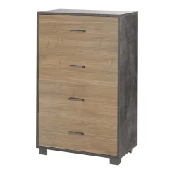 Cassettiera in kit 4 cassetti Sarmog 112x70x41 cm ossido nero/noce