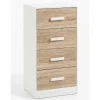 Cassettiera in pannello truciolare 4 cassetti 40x34x80 cm bianco