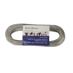 Cavetto in acciaio zincato rivestito con pvc trasparente Ø 4,5 mm x 20 m