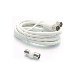 Cavetto TV maschio-femmina con adattatore 5 m bianco