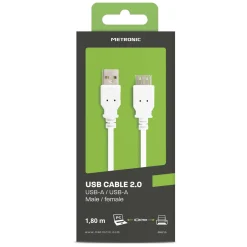 Cavo collegamento USB A maschio /USB A femmina 2.0 1,8 mt bianco