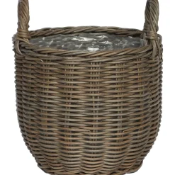 Cestino con manici piantumabile curvo Ø 27,5 x H 31,5 cm grigio