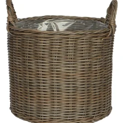 Cestino con manici piantumabile dritto Ø 33 x H 34,5 cm grigio