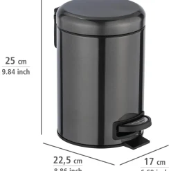 Cestino da bagno Wenko in acciaio 3 l nero
