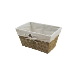 Cesto in carta intrecciata beige Osaka con fodera in tessuto ecrù