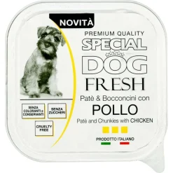 Cibo umido per cani Monge Fresh Paté e Bocconcini pollo 150 gr