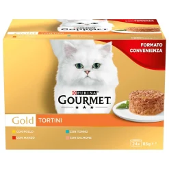Cibo umido per gatti Gold Multipack Tortini 24x85 g