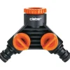 Claber presa a 2 vie uscita Quick-Click con rubinetti regolatori