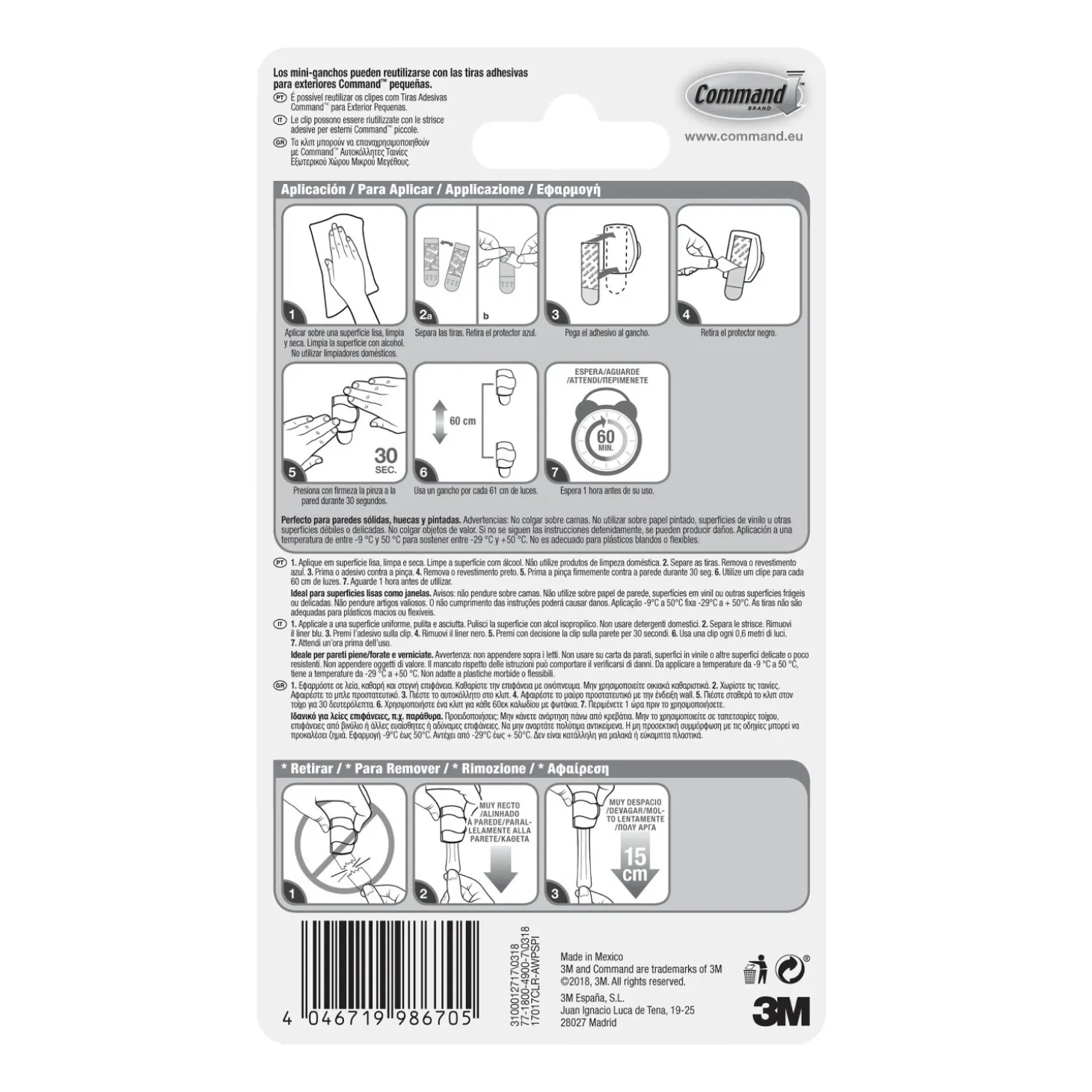 Clip adesive 3M Command™ per decorazioni da esterno XSmall trasparenti