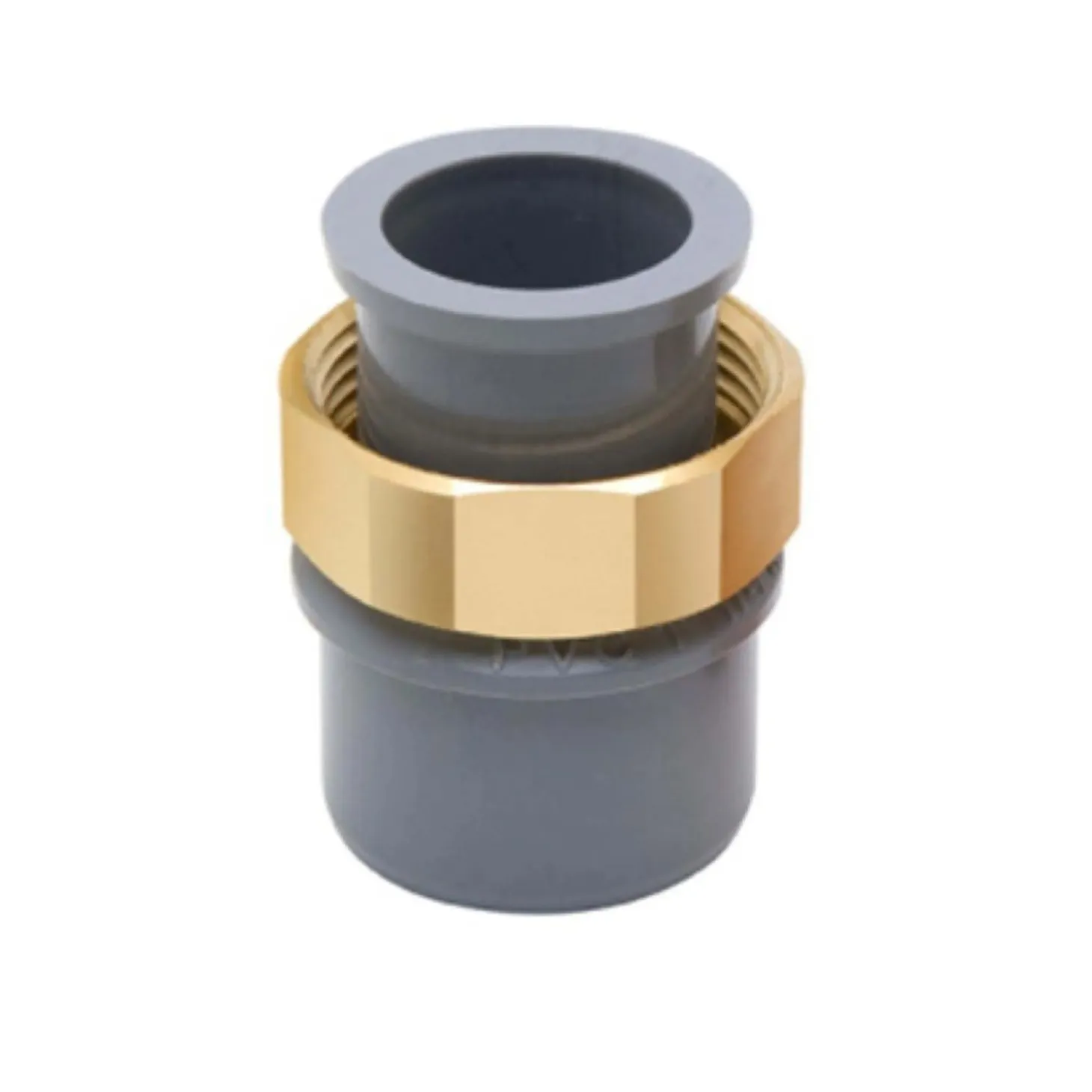 Codulo diritto multiuso pvc grigio ad incollo ø40/32 mm con dado ottone Ø 1"1/4