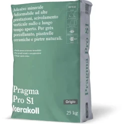 Colla per piastrelle gres adesivo minerale Pro S1 25 kg grigio